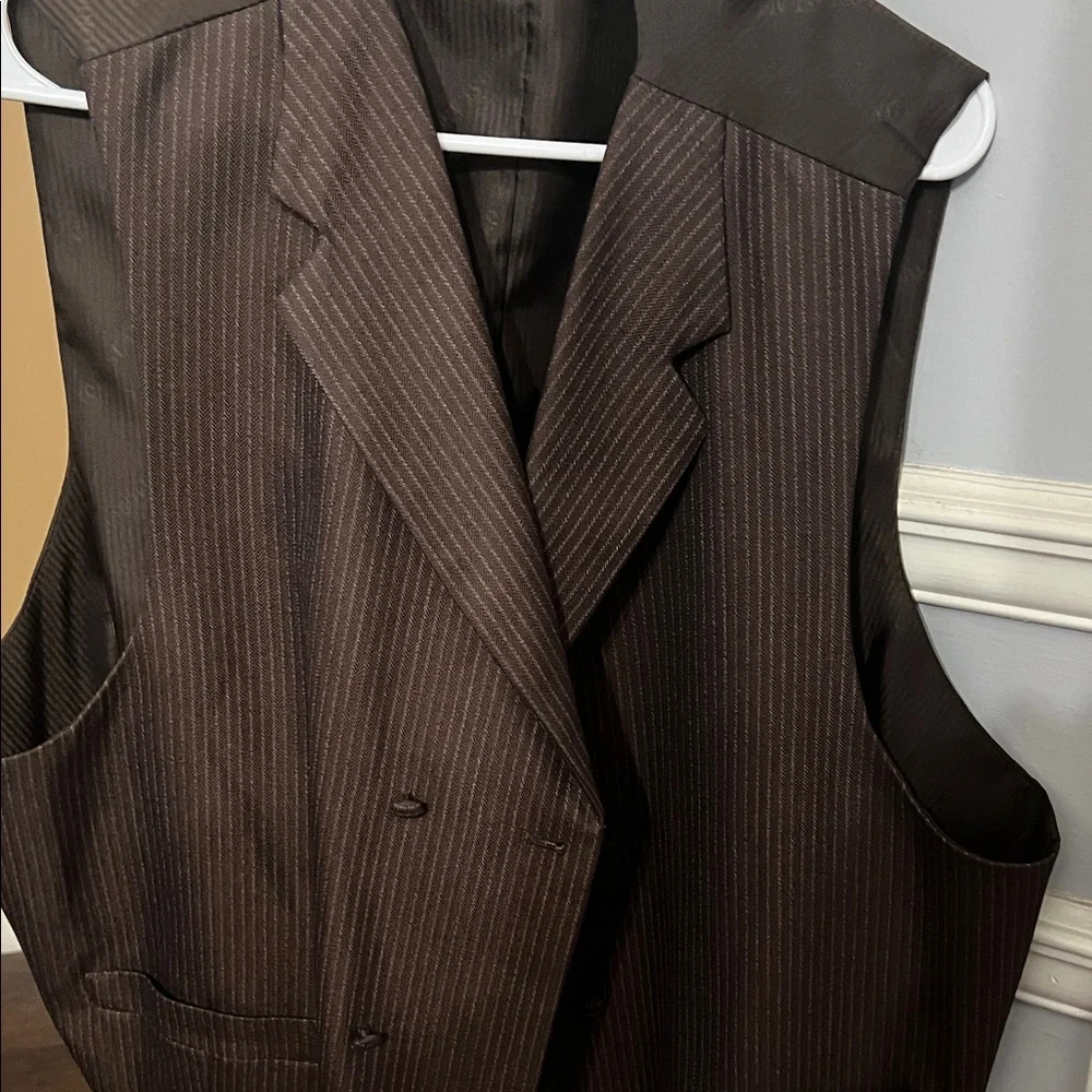 Vittorio Dark Brown Pinstripe Suit Jacket
